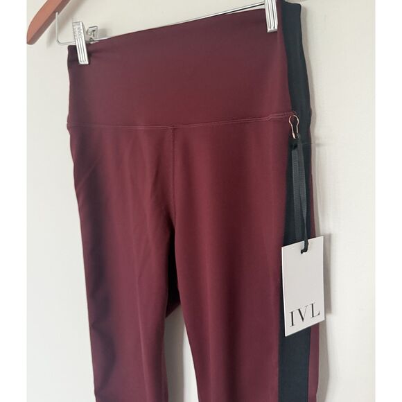 NWT IVL Collective Striped Waist Solid Wine Black Pull On Soft Sculpt Legging 6 - Picture 4 of 8